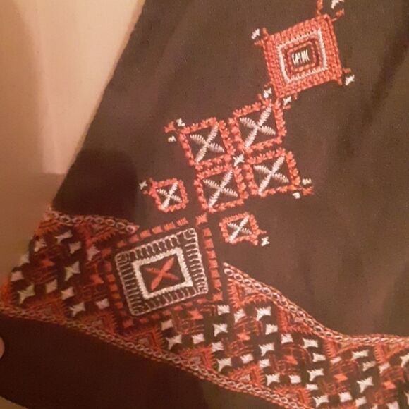 💫💫💫TIME & TRU 100% RAYON OLIVE GREEN BOHO MINI SHIFT DRESS S(4-6) - Picture 6 of 7